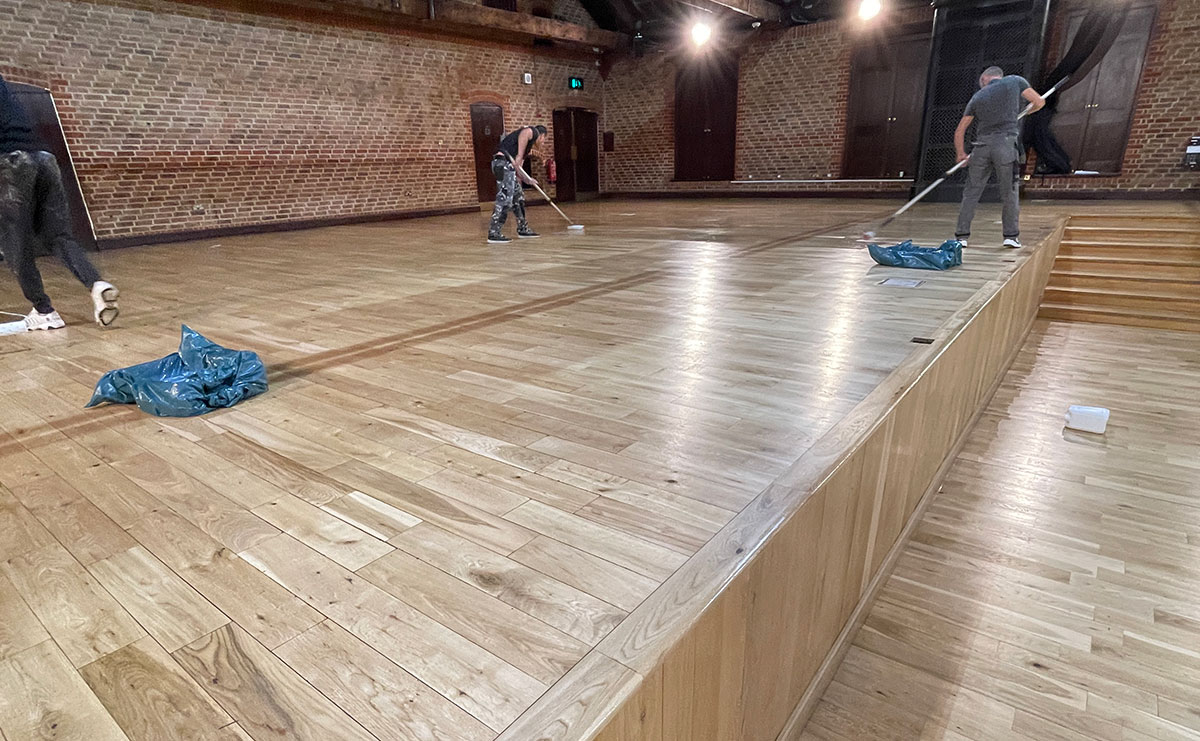 refinishing-the-brewery image of a room undergoing preparation work for wood floor sanding