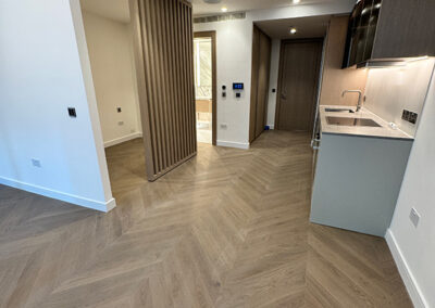 Herringbone flooring installation