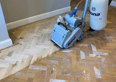 Sanding refitted solid oak blocks